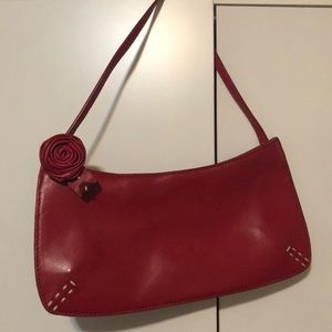 Red leather shoulder bag